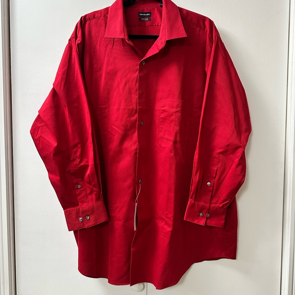 Van Heusen Bold Red Casual Button Down Shirt